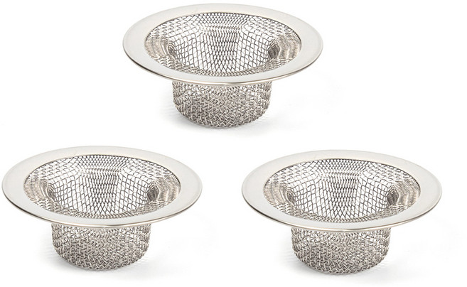 국산 스테인리스 STS304 욕조 거름망 3개입 세면대 배수구망, 실버