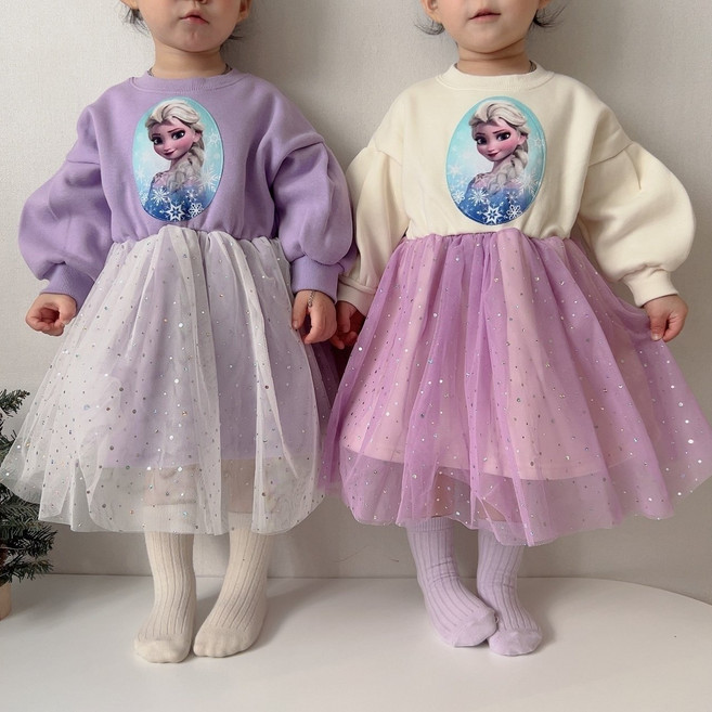 뚜뚜 기모엘사원피스 공주원피스 여아원피스 엘사드레스