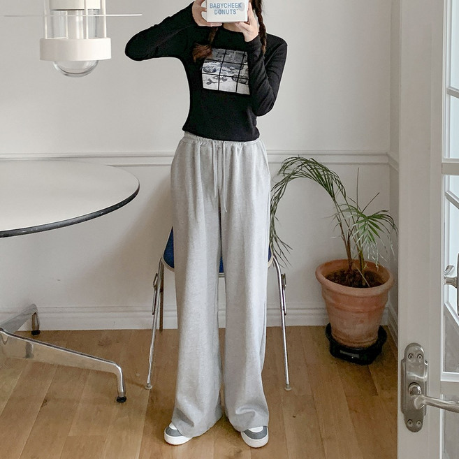 앤샵 일자 와이드 트레이닝 밴딩 팬츠 기본/롱 길이선택 데일리 바지 빅사이즈 남녀공용 국내생산