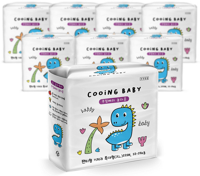 Cooing 베러 놀라운 팬티형 기저귀 남여공용, 특대형(XL), 176매