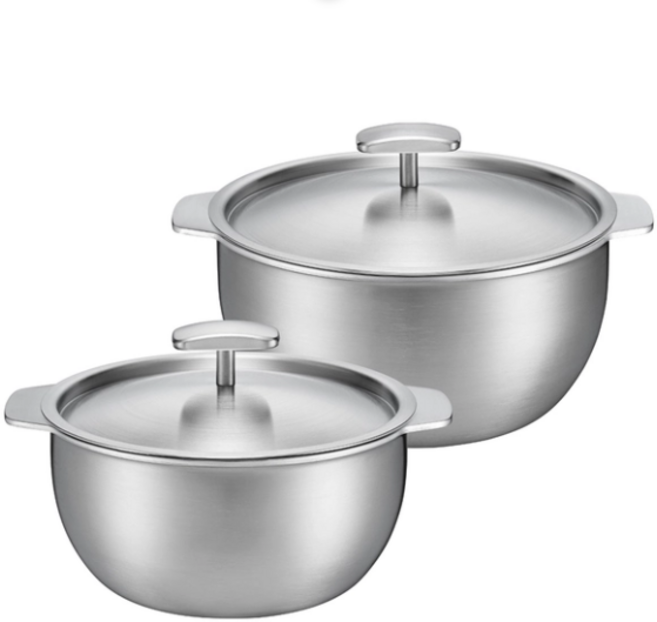 쿡에버 통 5중 스테인레스 뚝배기 세트 4P 열효율 주물손잡이 식기세척기 사용가능 16cm 18cm, 1세트, 16cm,18cm, 스테인리스