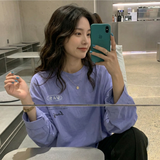 데일로엔 여성 레터링 긴팔 루즈핏 티셔츠