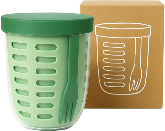 마켓플러스 과일도시락 다이어트 샐러드컵 후르츠팟 450ml, 그린, 1개