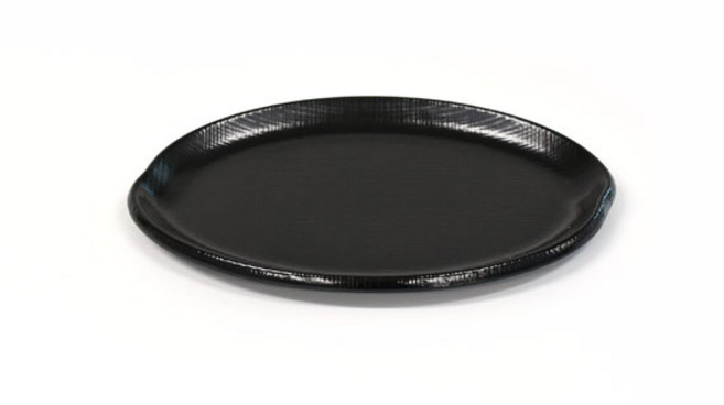 매트 타원접시 한정식 멜라민 업소용 반찬그릇 식당용 음식점, 검정, 1개