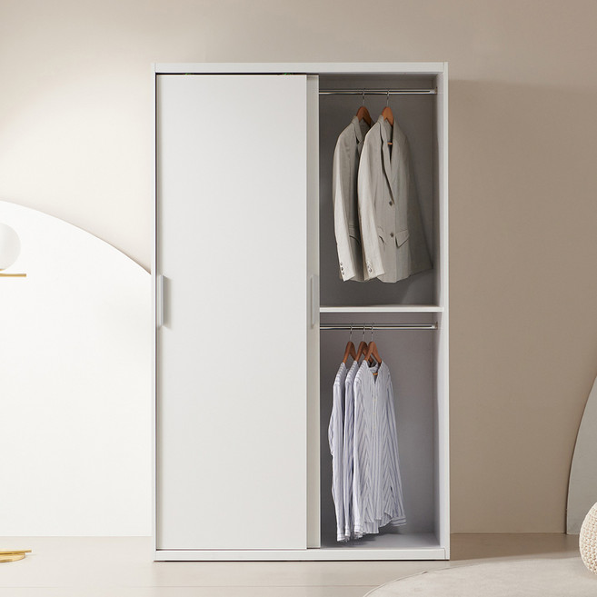 공간사이 커스티 슬라이딩 옷장, 4_1200 B형 행거형 옷장_화이트 JL1006, 04_1200 B형 행거형 슬라이딩 옷장