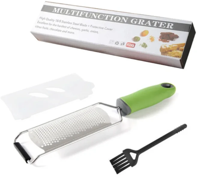 치즈 강판 및 레몬 제스터(보호 커버 포함) 청소 브러시 ​​스테인레스 스틸 치즈 슬라이서 식기 세척기 안, 04 Green Box