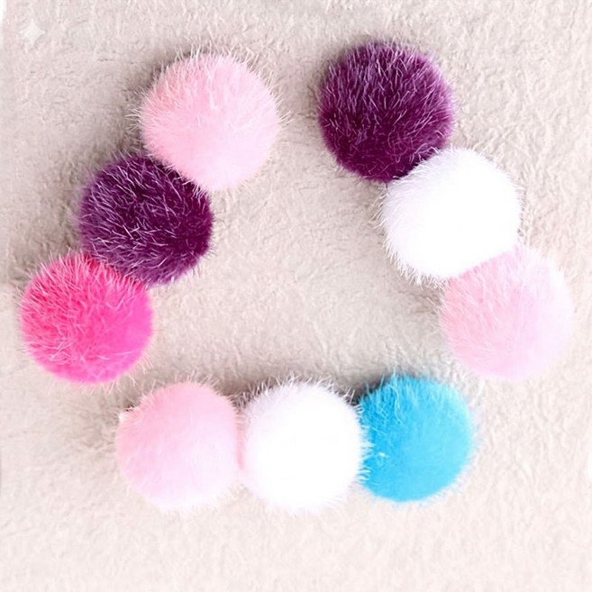 [청라핸즈] 송치 털방울 싸개단추 5개입 (12-245), 5개 (보라)