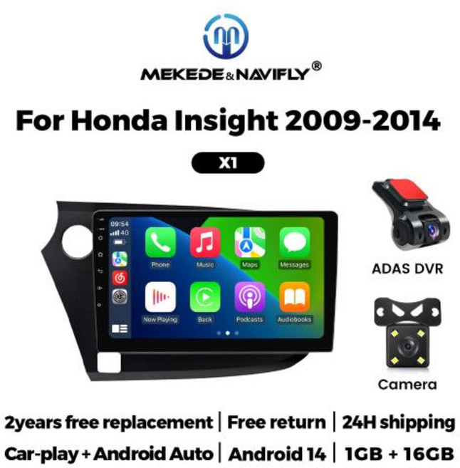 NAVIFLY MEKEDE Honda Insight 2 2009-2014 용 새로운 Android 14 2DIN 차량용 라디오 멀티미디어 플레이어 스테레오 무선 Carplay A, 3)9X1-B 1-16-CAM-DVR