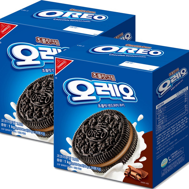 오레오 샌드위치 초코 대용량 1KG*2박스(50g*40ea), 상세 설명 참조, 1kg