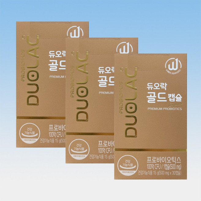 듀오락 골드캡슐 유산균 프로바이오틱스 장건강케어 신바이오틱스 30캡슐 3박스 3개월분, 30정