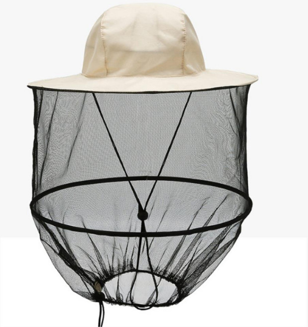 야외 얼굴 모기장 양봉 벌초 방충 모자 벌레망 등산, 베이지