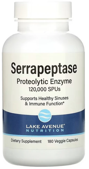 레이크에비뉴뉴트리션 세라펩타제 단백질 분해 효소 120000SPU 180캡슐, 1개, 180정 - 쿠팡