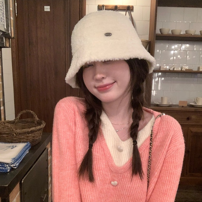 HALOPICK 여성 뽀글이 빅사이즈 벙거지 버킷햇 medium lager 사이즈