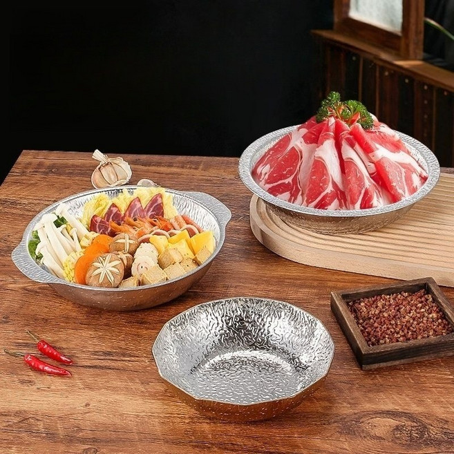 스키야키 냄비 일본식 샤브 스테인리스 식당 가정용, 1개, 12각 22cm, 1cm