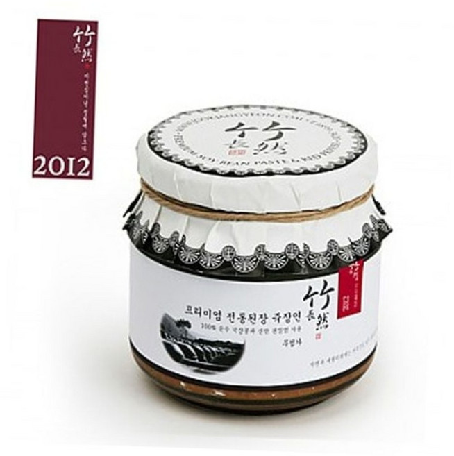 죽장연 2012년산 빈티지 전통 된장 500g 프리미엄 국산콩 발효 식품 유리병, 1개