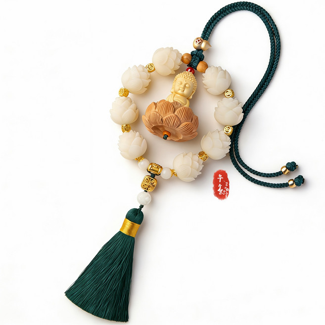 우솔 운수대통 소원성취 사고방지 재물운 연꽃 불상 차걸이, 1개, 녹색