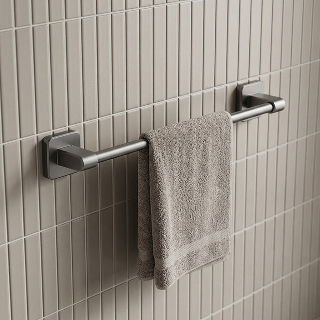 홈베리카 고강도 스틸 무타공 수건걸이, 1개, 메탈 그레이