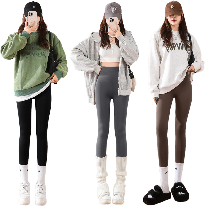 일이공팔 9부 요가 필라테스 기모 레깅스 하이웨스트 힙업 노Y존 3종세트