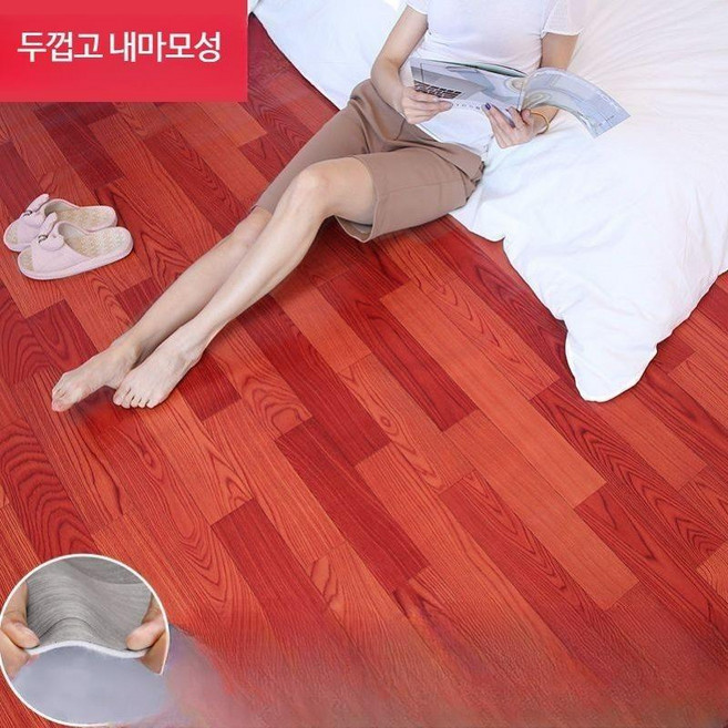 두꺼운 장판 층간소음 매트 바닥재 셀프인테리어, 다크 나뭇결