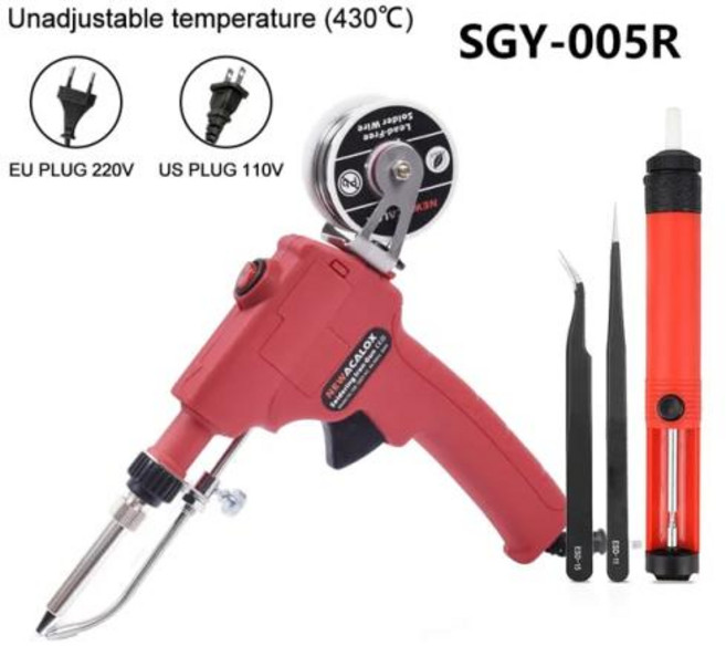 납땜인두기 전기 디지털 디지털 휴대용 납땜 다리미 내부 열 자동 주석 건 전원 스위치 용접 수리 도구 110, 10) 60W - SGY005R Soldering -, 1개