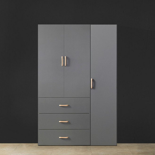 이엔 (3서랍옷장+400옷장) 1200 장롱세트 시스템장 원룸 드레스룸 3단 장농, 그레이