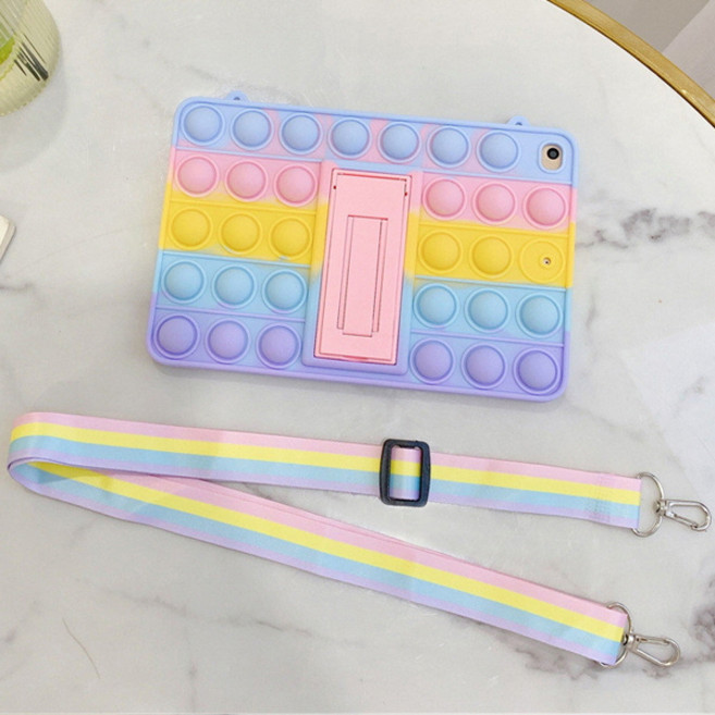 갤럭시탭A 10.1 2019년 T510 T515 레인보우 팝잇 뽁뽁이 푸쉬팝 스트랩 스탠드 실리콘 태블릿 케이스, stc080 레인보우