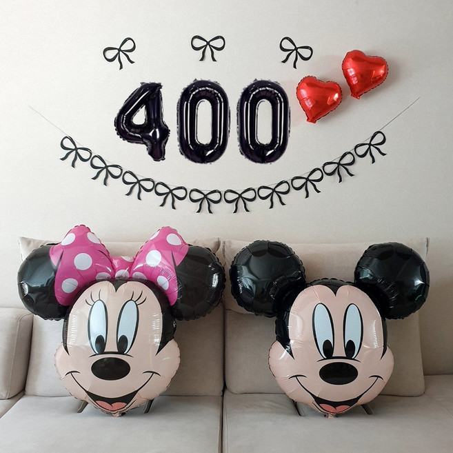 재미제이 디즈니 미키마우스 미니마우스 리본가랜드 생일 기념일파티세트, 400, 1세트