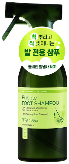 하라즈 버블 풋 샴푸 프레쉬민트향 손댈 필요없이 거품으로 쉽고 빠르게 발 씻기, 500ml, 1개