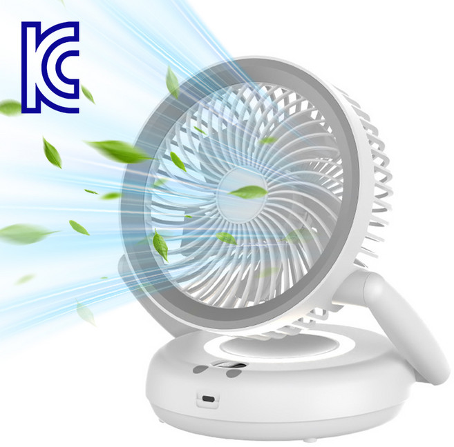 탁상용 선풍기 무선 무소음 써큘레이터 휴대용 무드등 선풍기 가정용/캠핑용, 흰색, NEW