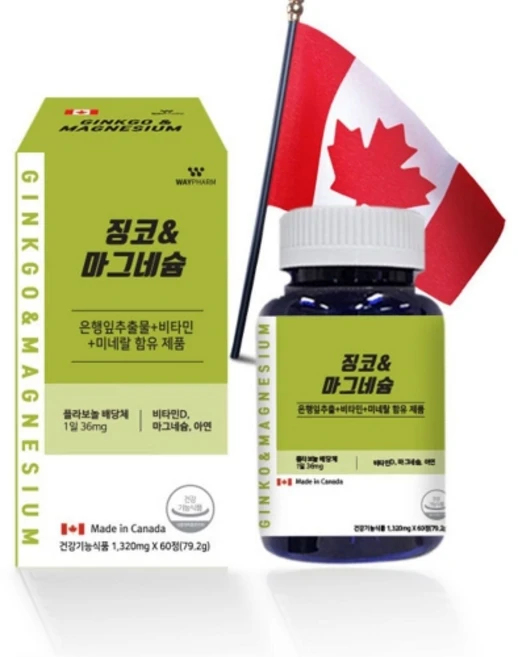 웨이팜징코마그네슘 1320mg, 60정, 1개 - 쿠팡
