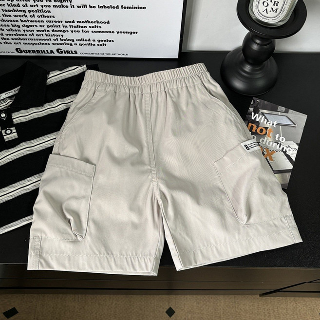 萱寶媽咪baby童裝館 韓版夏季男童工裝短褲日系童裝中大童裝 五分工裝褲薄款百搭休閒短褲男童短褲質感兒童工裝褲男童五分褲口袋褲萱寶媽咪