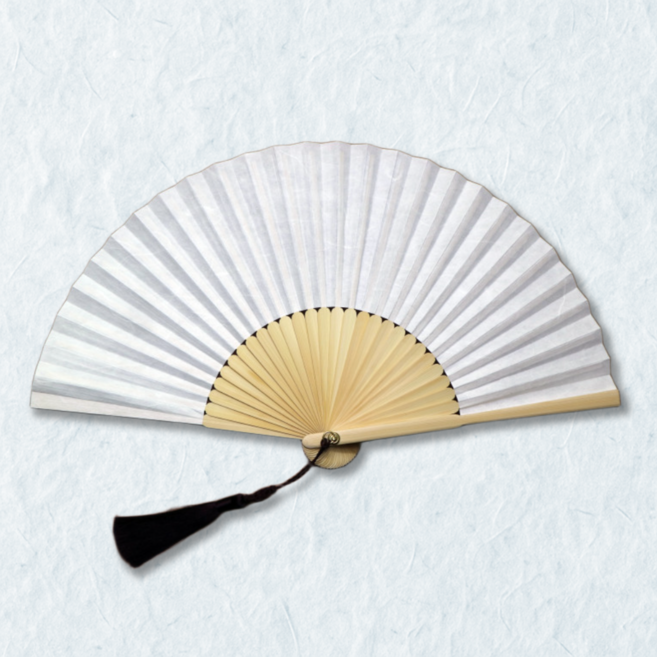 [자체제작] 백의민족공방 국산 전주 합죽선 부채 (중), 1개, 백선(무지합죽선)