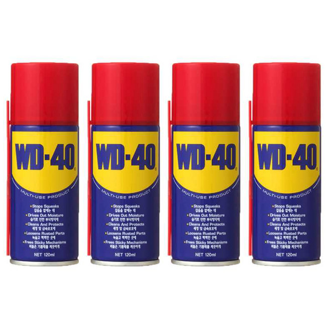 cnm 벡스 WD-40 방청윤활제 녹방지 부식방지 구리스 스티커제거 120ml, 4개