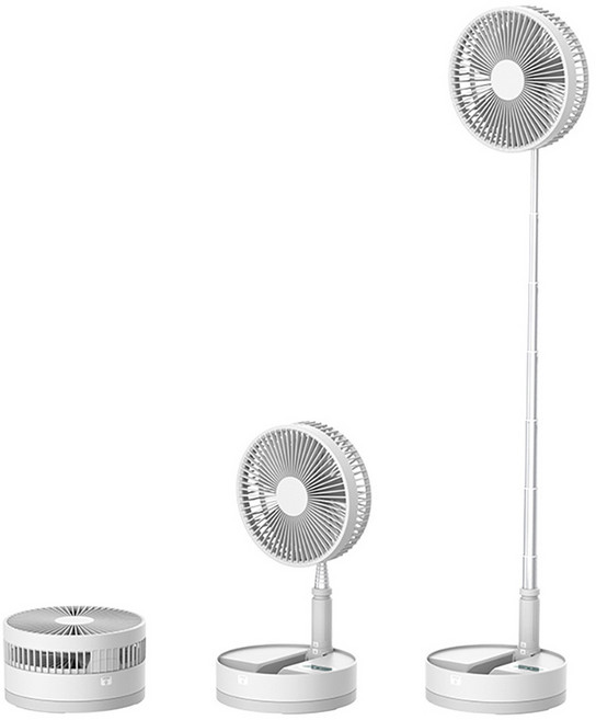 摺疊伸縮落地扇 無線Type-C充電 五葉柔風 自動搖頭 觸碰即停安全設計, 白色, P10