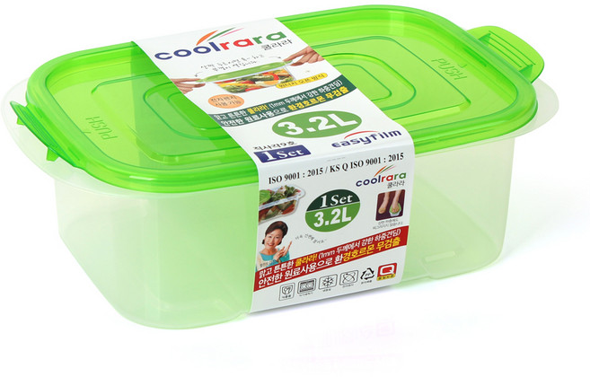 쿨라라 직9호 3200ml / 투명 밀폐용기 반찬통 김치통, 1개