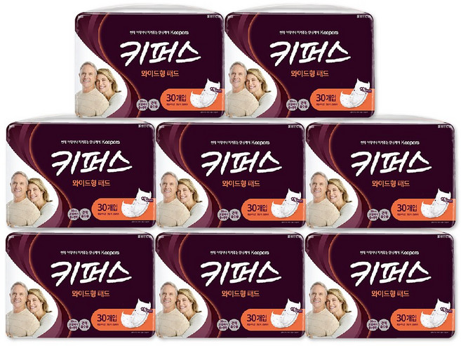 키퍼스 와이드형 패드 /남여공용 성인용 속기저귀, FREE(onesize), 30개입, 8개