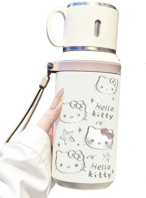 씨플 헬로키티 보온보냉 텀블러 보온병 대용량 커피잔 캐주얼 데일리 센스있는 집들이 선물, 1개, 600ml, 11