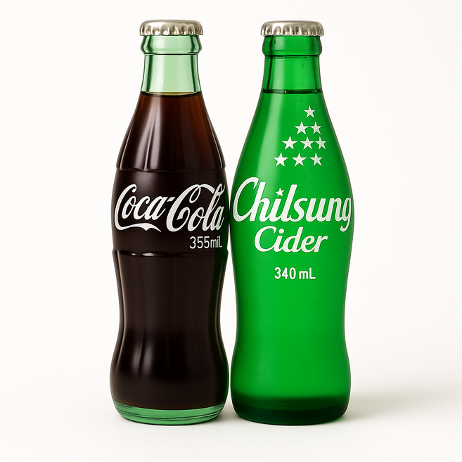 유리병) 코-카콜라 355ml 5병 + 칠성사이다 340ml 5병/코카콜라 칠성사이다 병콜라 병사이다 식당 음료수 업소용, 10개