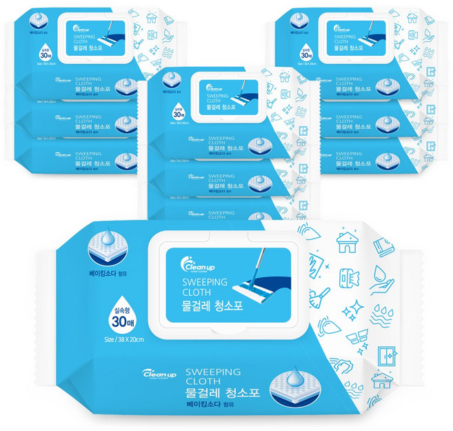 Cleanup 물걸레 청소포 실속형 30p, 10개