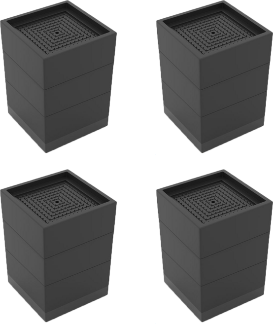 가구 다리 높이 조절 블랙 받침 대 미끄럼방지 진동 방지 쇼파 서랍 침대 책상 싱크대 세탁기, 블랙 3단 4P, 1개