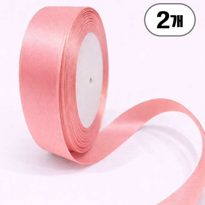 공단 리본 20mm 선물포장 리본끈, 2개, 22m, 04 로즈핑크