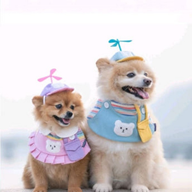 리치독스 반려동물 바람개비 헬리곱터 모자, 1개, 하늘