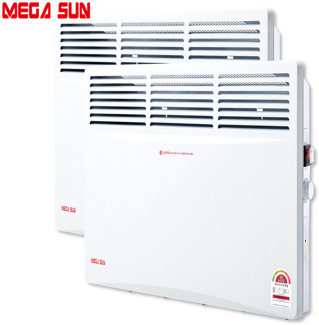 1+1 메가썬 2단조절 전기컨벡터 히터 대류식 난방기 스탠드 벽걸이 겸용 2대 묶음, 1500W