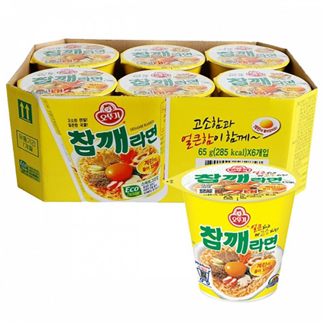 오뚜기 참깨라면 소컵 65gx6입x3박스, 18개
