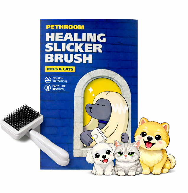 페스룸 반려동물 힐링 슬리커 브러쉬 10 x 14.5 x 5 cm, 화이트, 1개