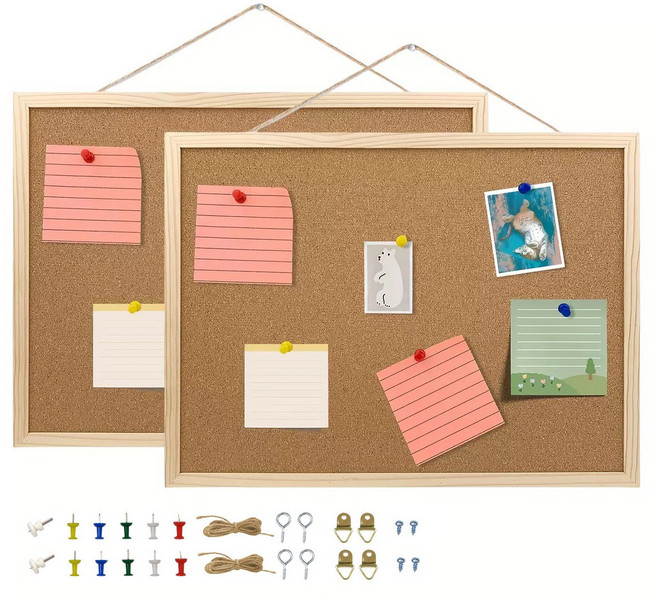 코르크 게시판 2개 세트 (핀+아이볼트+개스킷+나사 포함), 목재