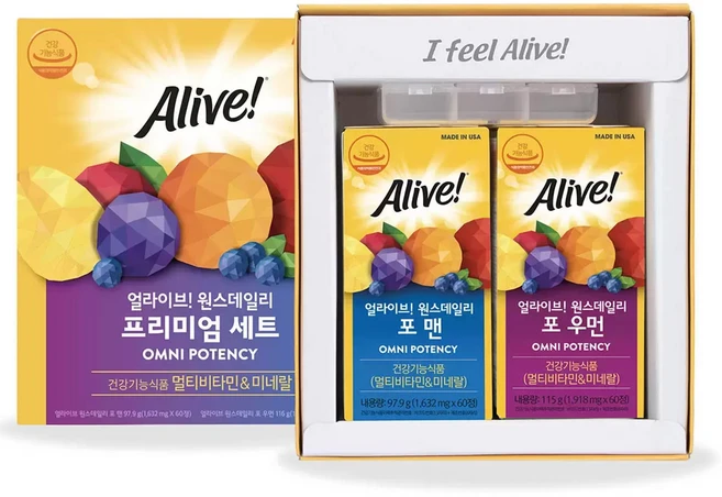 얼라이브 원스데일리 종합비타민 남성 ＆ 여성세트, 120정, 상세페이지 참조, 1개 - 쿠팡