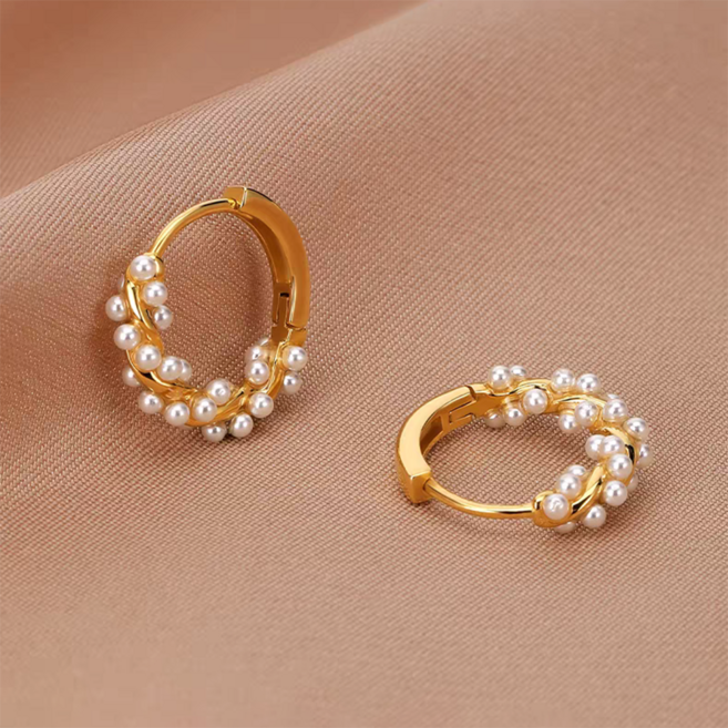 Ramlove 14K 진주 라운드 귀걸이 여성 원터치 도금 이어링 발암물질 미포함 CJR-SS9026