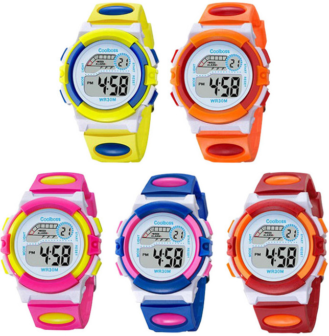 기프트앤돌 Coolboss 쿨보스 7색 LED 아동 전자방수 손목시계