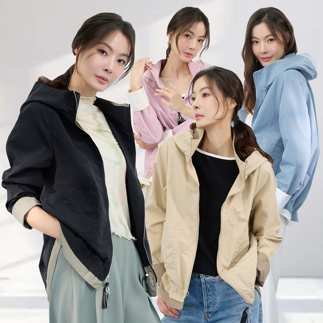 메시제이 스텔라 배색 자켓 반후드 집업 점퍼 빅사이즈 30대 여성 결혼식하객룩 오피스룩